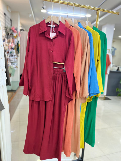 Casual Collar Down Wide Sleeves Shirt With Pants